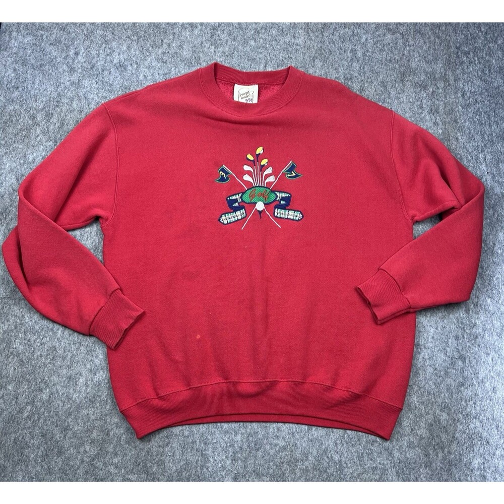 Vtg 90's Peanut Butter & Jelly Men's Sweatshirt Golf Embroidered Red USA Size L